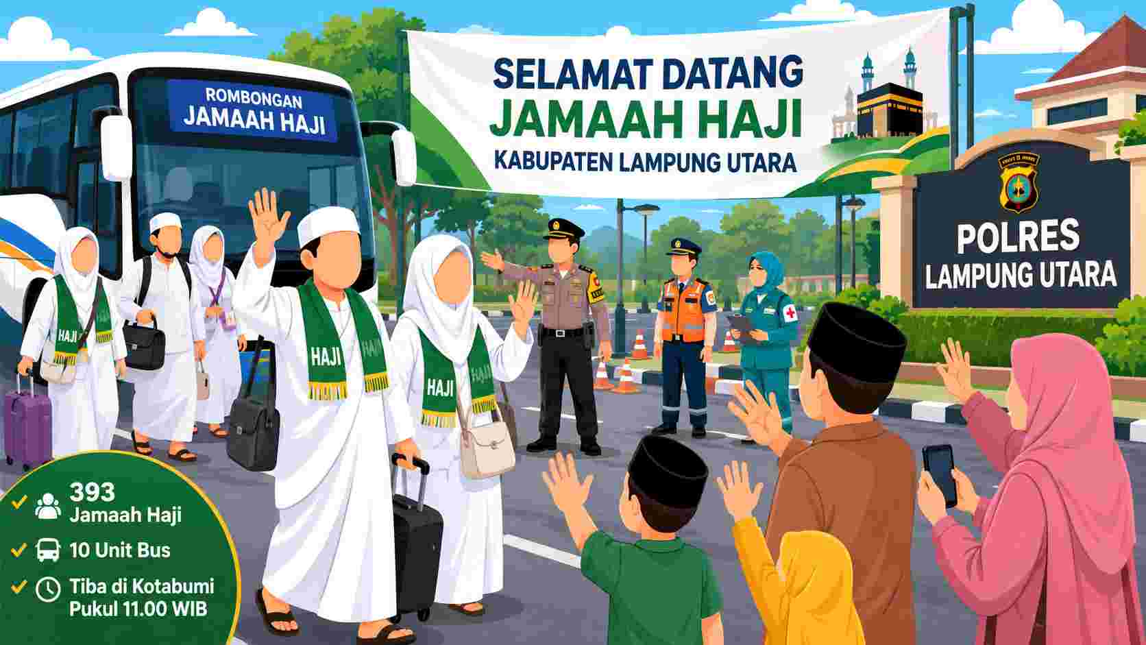 393 Jamaah Haji Lampung Utara Dijadwalkan Tiba Minggu Siang, Penjemputan Dialihkan ke Polres