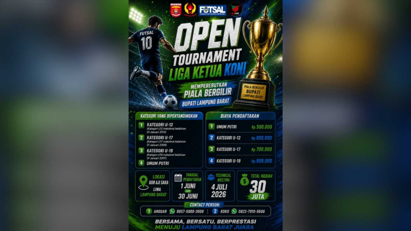 Turnamen Futsal Liga Ketua KONI Lampung Barat 2026 Dibuka, Hadiah Rp30 Juta Menanti
