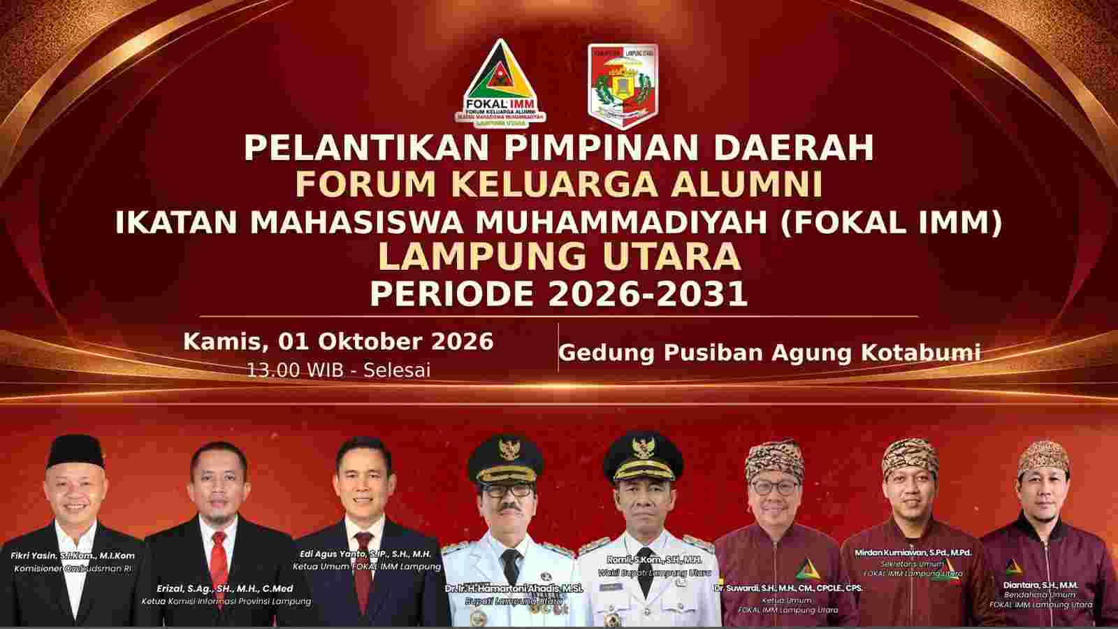FOKAL IMM Lampung Utara Dilantik 1 Oktober, Fikri Yasin dan Erizal Dijadwalkan Hadir
