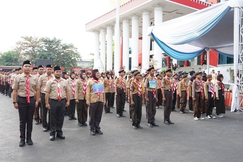 Sekda Iwan Gunawan Buka Lomba Gerak Jalan Beregu Pramuka Bandar Lampung 2026