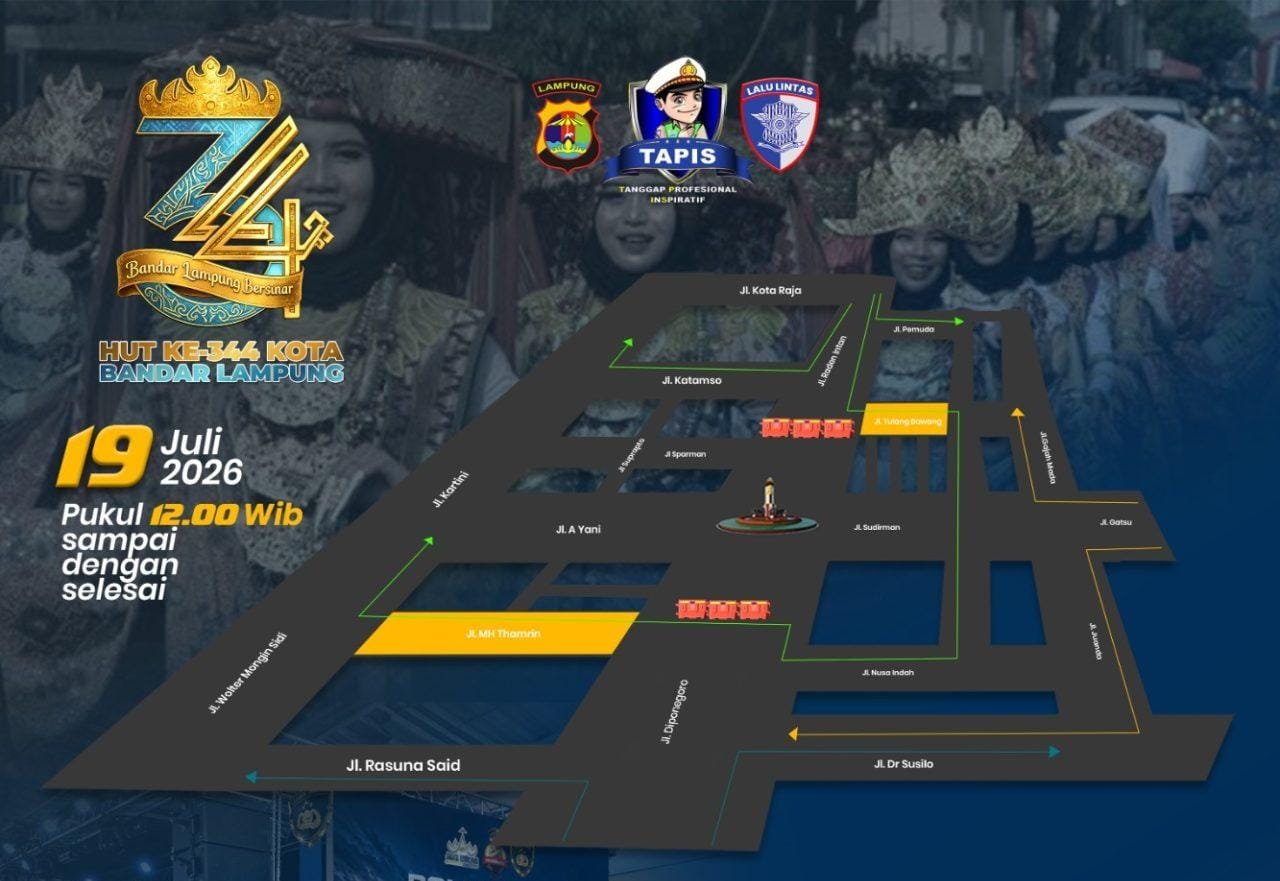 Ada Parade 80 Kendaraan Hias, Polresta Bandar Lampung Berlakukan Rekayasa Arus Lalu Lintas