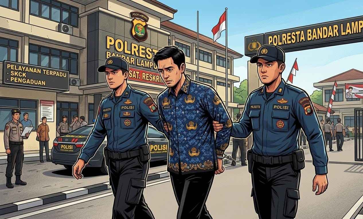 ASN Ditangkap Polresta Bandar Lampung, Diduga Tipu Investasi Proyek Pengadaan Rp49,5 Juta