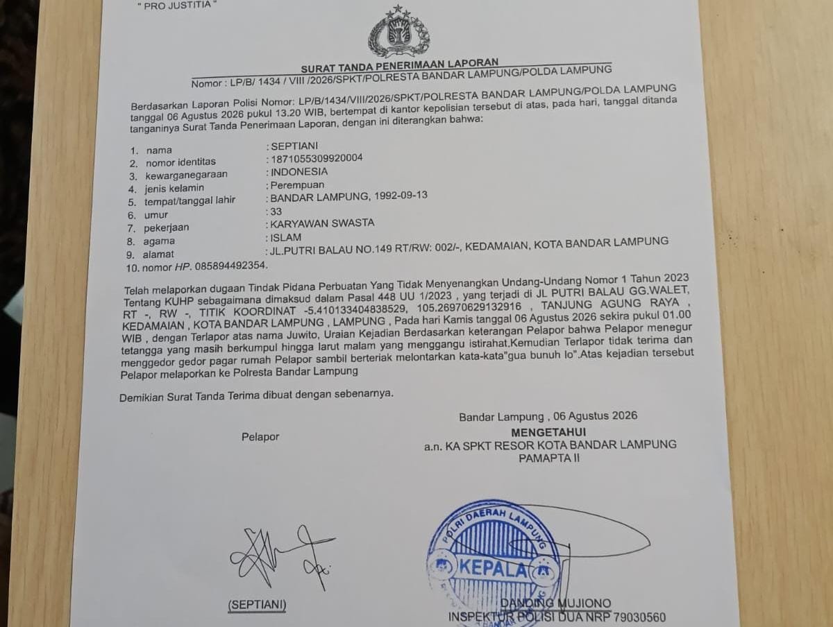 Dugaan Pengancaman terhadap Pengurus PWI Lampung Berujung Laporan Polisi dan Sorotan DPRD