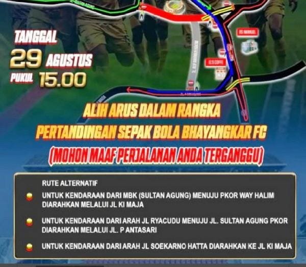 Hindari PKOR Way Halim, Polisi Siapkan Tiga Rute Alternatif Saat Launching Bhayangkara