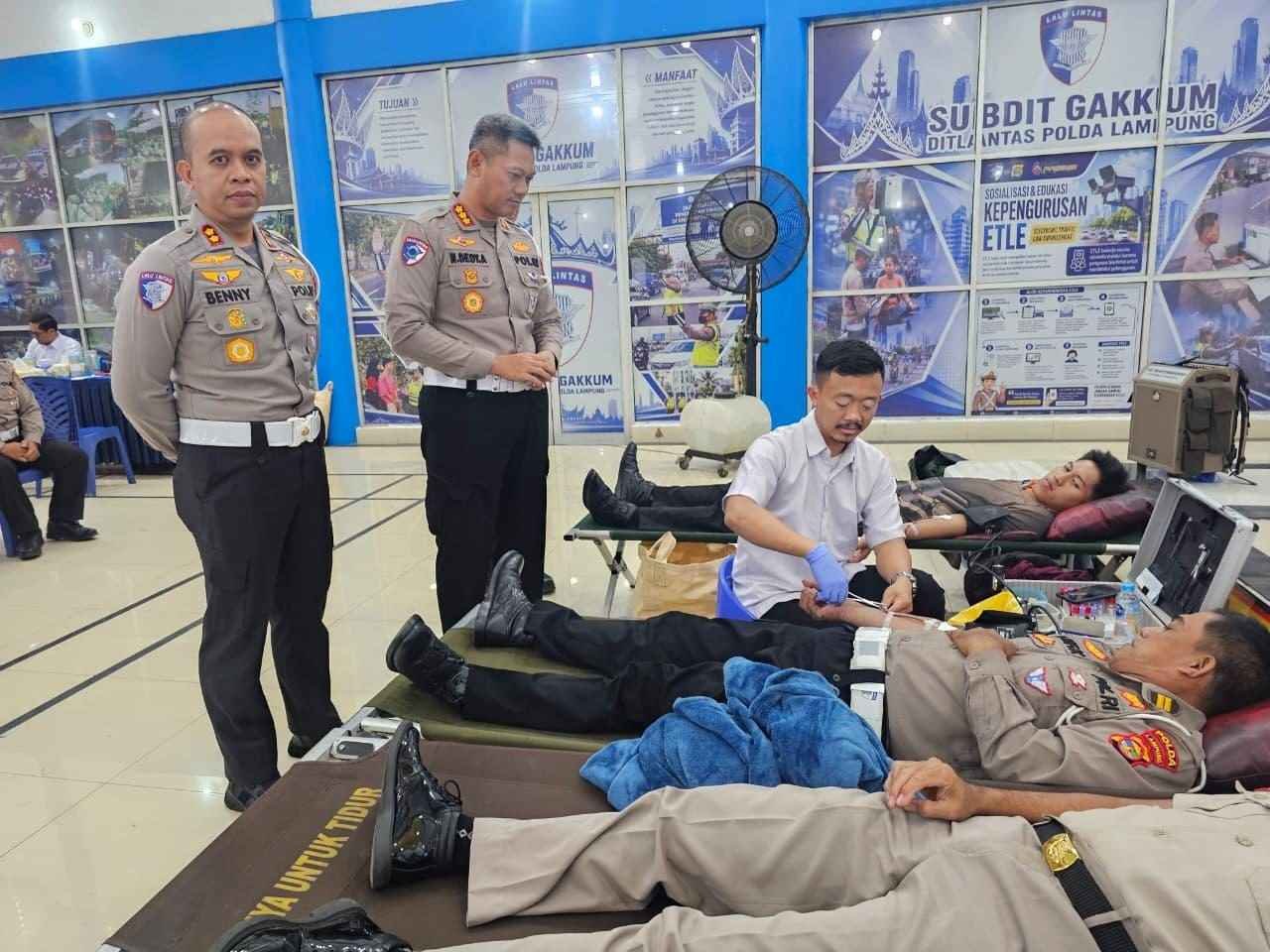 HUT Lalu Lintas ke-71, Ditlantas Polda Lampung Kumpulkan 950 Kantong Darah