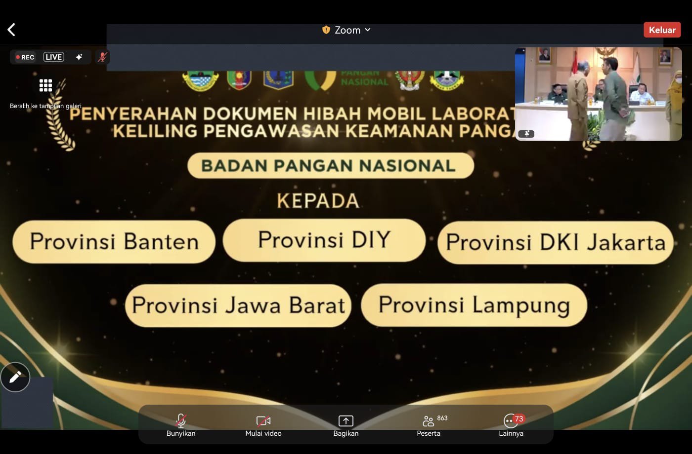 Lampung Raih Predikat A Keamanan Pangan Nasional dan Terima Hibah Laboratorium Keliling