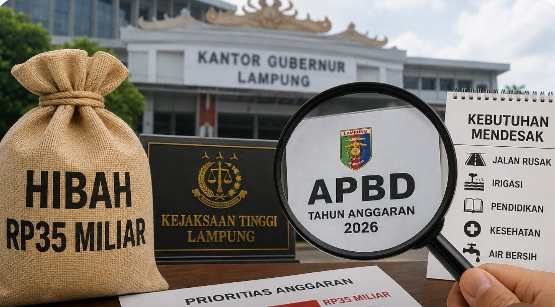 Hibah Rp35 Miliar ke Kejati Lampung Jadi Sorotan, Publik Pertanyakan Prioritas APBD