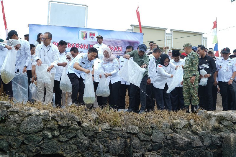 Program Desaku Maju, Pemprov Lampung Lepas 33.000 Bibit Ikan di Mesuji Timur