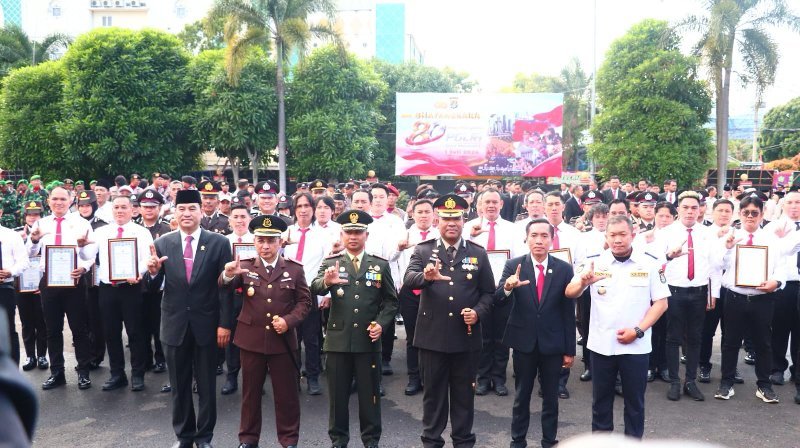Dandim 0410/KBL Hadiri Upacara HUT Bhayangkara ke-80, Perkuat Sinergi TNI-Polri di Bandar Lampung