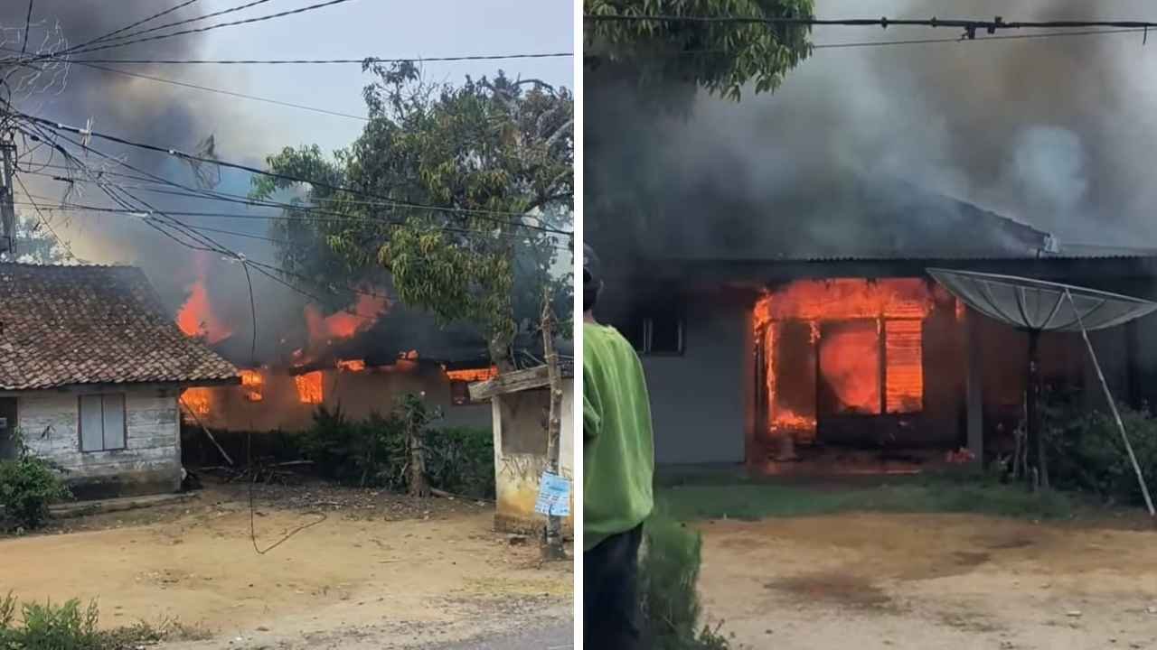 Rumah Warga Sukajaya Dilalap Api, Damkar Way Tenong Bergerak Cepat