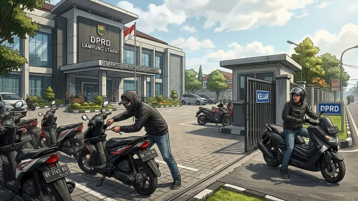 Aksi Curanmor Siang Bolong di DPRD Lampung Utara Digagalkan Pegawai