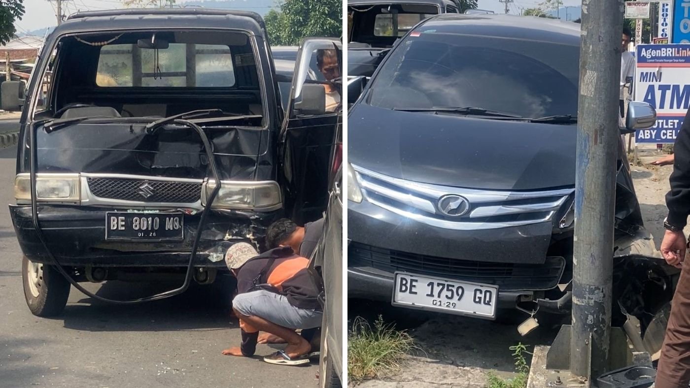 Suzuki Carry Tabrak Avanza Parkir di Depan Kantor Pemkab Lampung Barat
