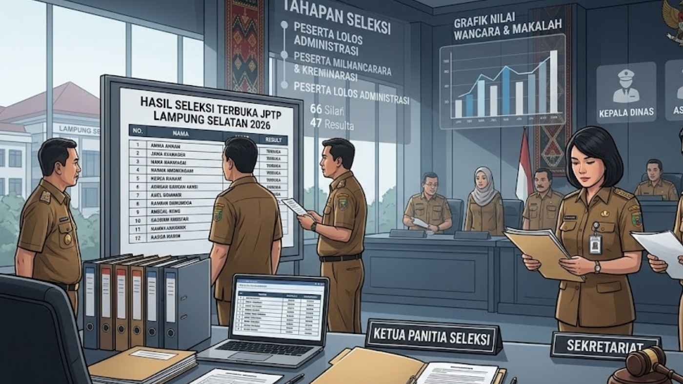 Daftar Nilai Seleksi JPTP Lampung Selatan 2026, Ini Peringkat Peserta
