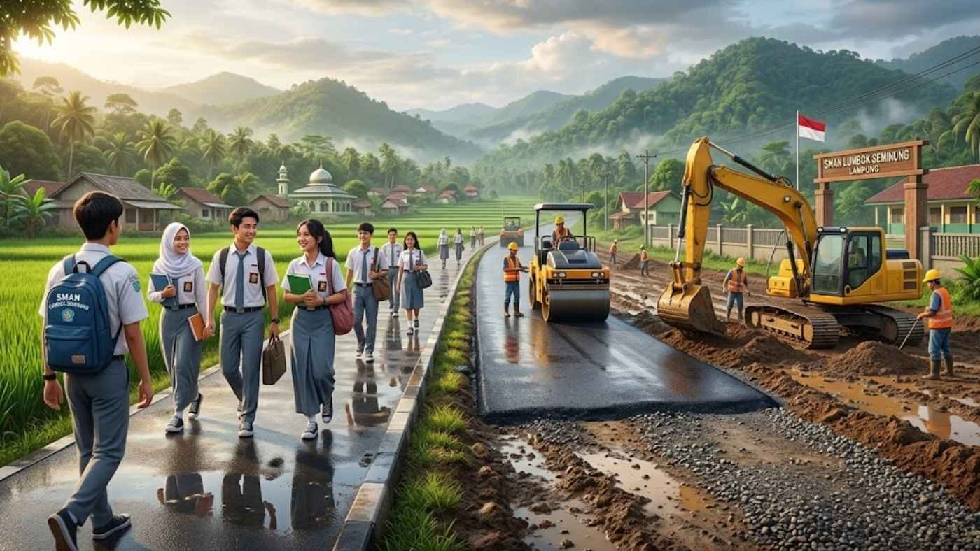 Infrastruktur Pendidikan Digenjot, Jalan Sekolah di Lumbok Seminung Dibenahi