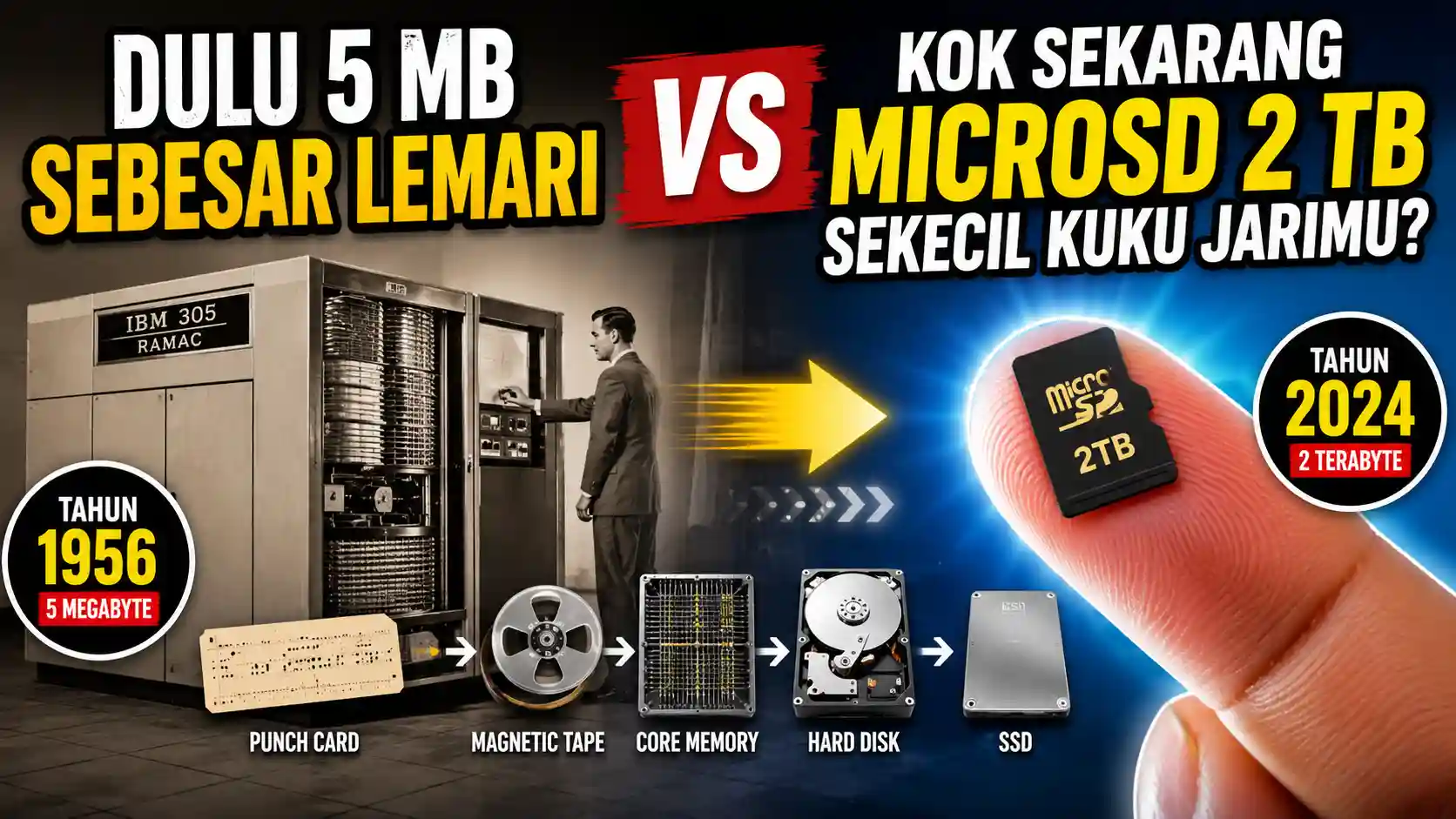 Dulu 5 MB Sebesar Lemari, Kok Sekarang MicroSD 2 TB Cuma Sekecil Kuku Jarimu?