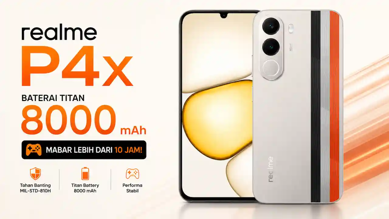 Kuat Mabar 10 Jam! realme P4x Bawa Baterai Titan 8000 mAh di Harga 2 Jutaan
