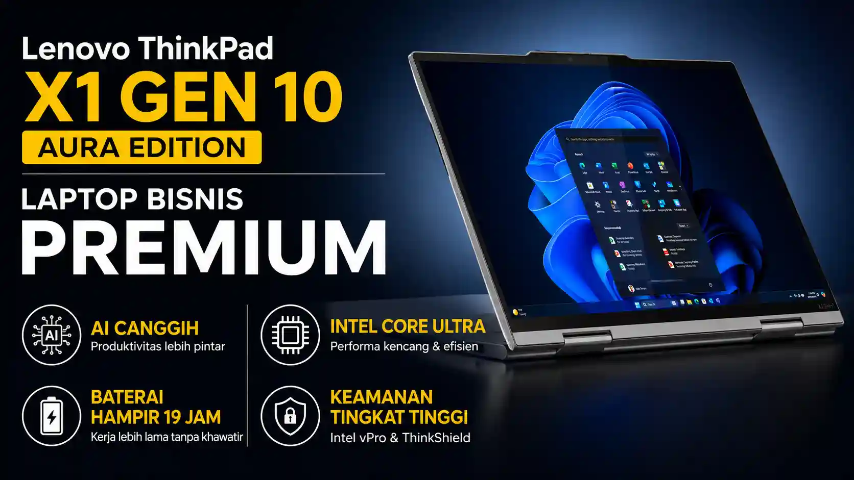 Lenovo ThinkPad X1 2-in-1 Gen 10 Aura Edition, Laptop Premium dengan Keamanan Tingkat Tinggi