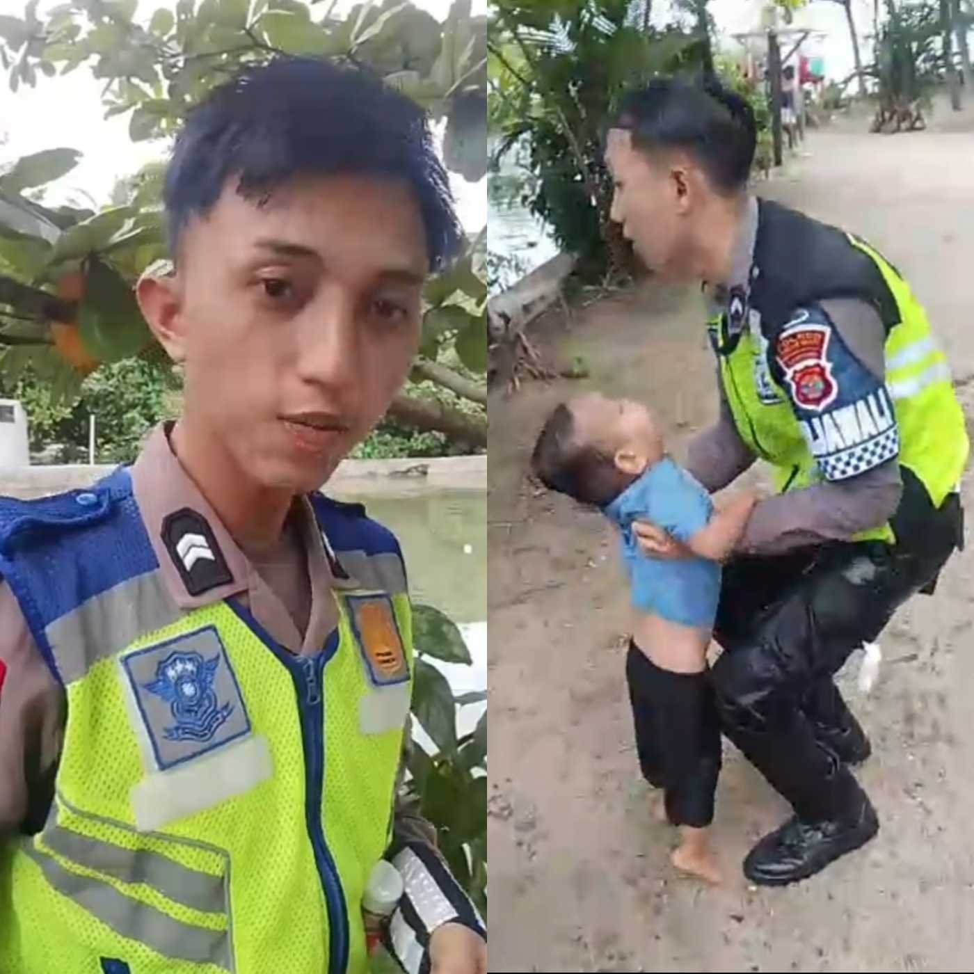 Heroik, Dua Polisi Satlantas Polres Pesbar Selamatkan Balita Tenggelam di Muara Way Tuwok