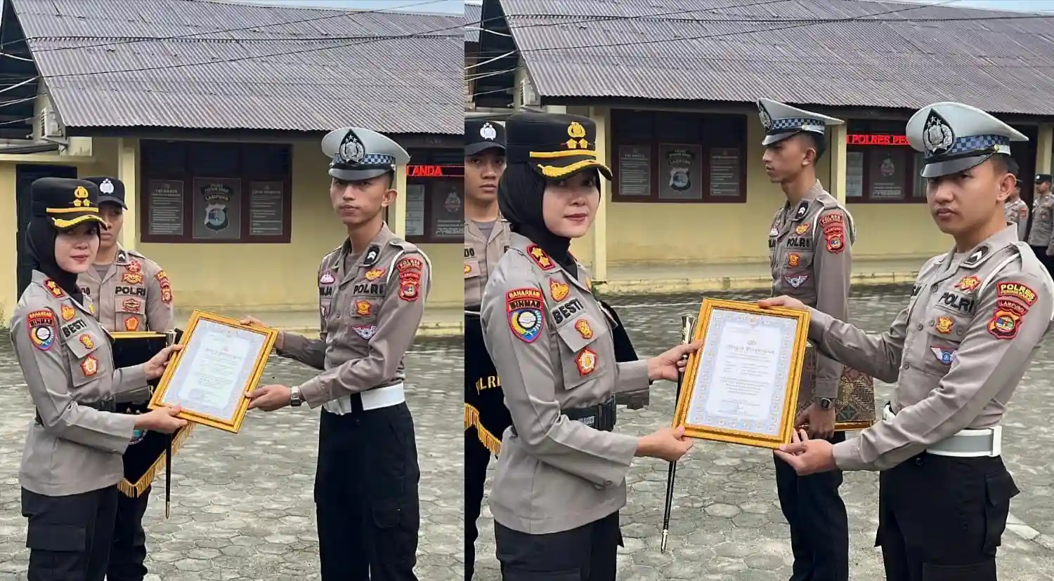 Kapolres Pesbar Beri Penghargaan kepada Dua Polisi Penyelamat Balita Tenggelam