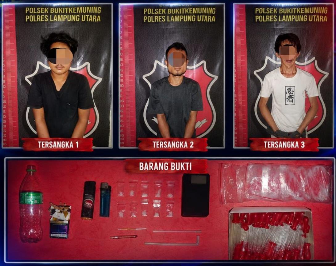 Penggerebekan Tengah Malam, Tiga Pria dan 10 Paket Sabu Disita