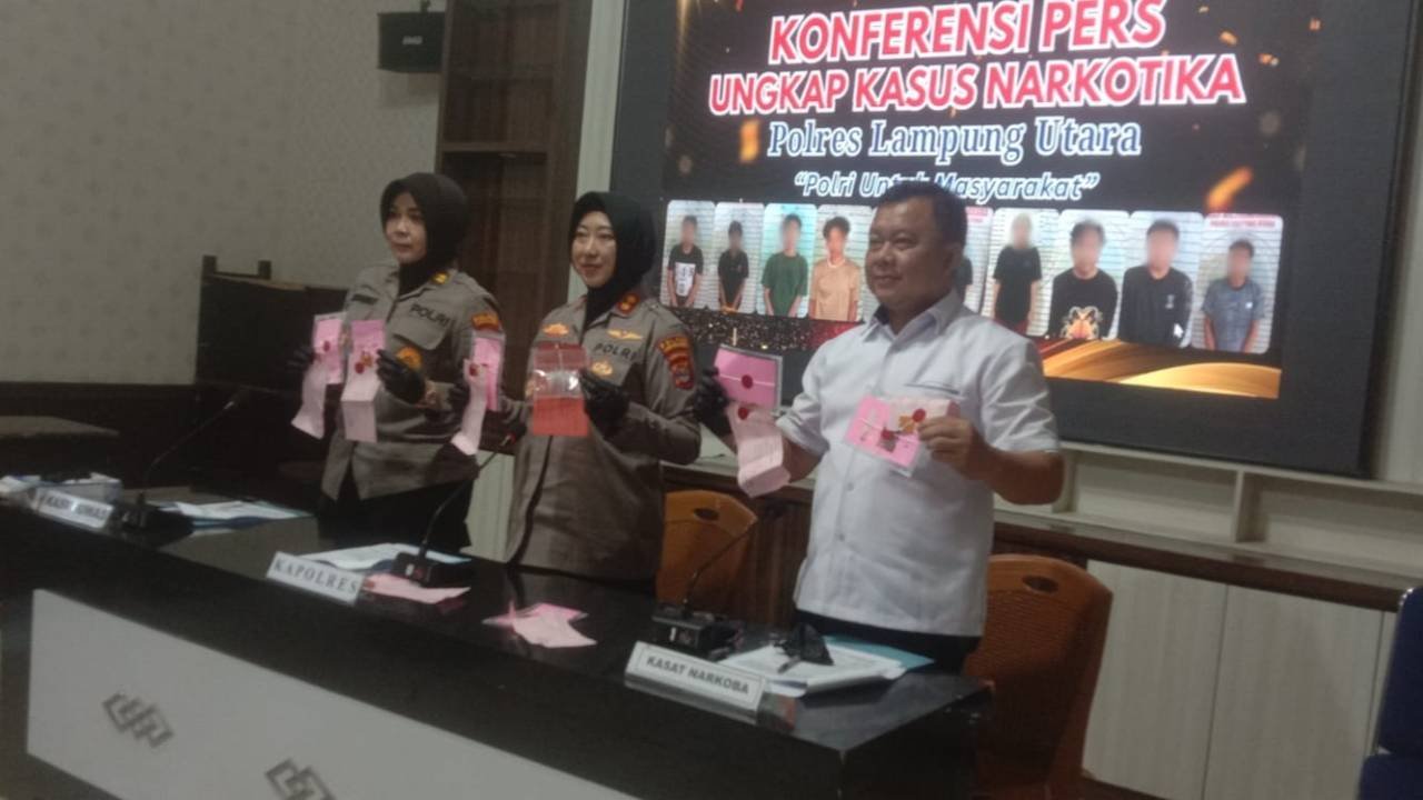 Dalam Sebulan, Polres Lampung Utara Ungkap 5 Kasus Narkoba dan Amankan 10 Tersangka