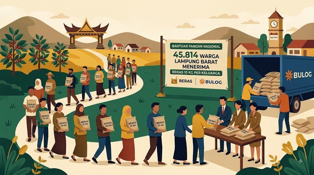 45.814 Warga Lampung Barat Terima Bantuan Beras 10 Kilogram