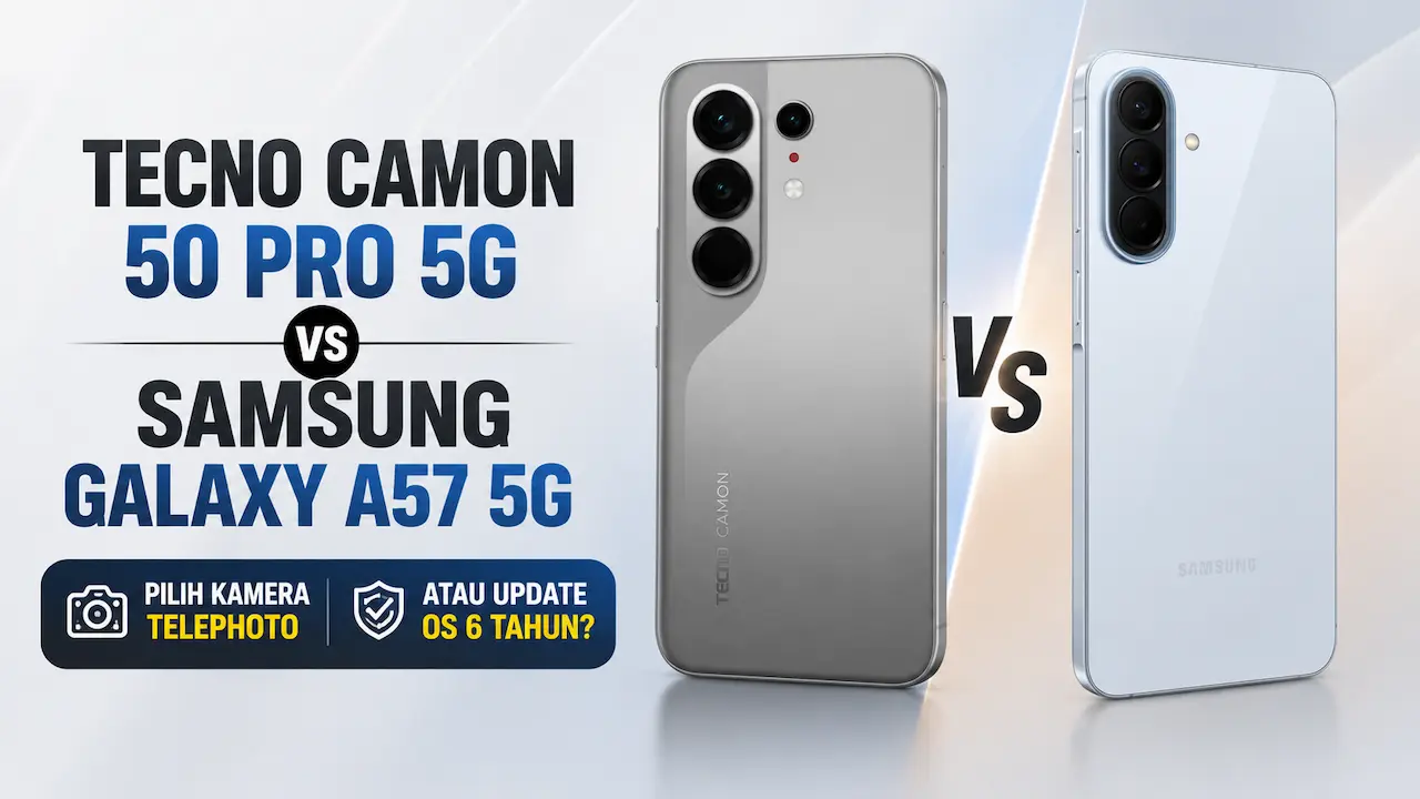 Tecno Camon 50 Pro 5G vs Samsung Galaxy A57 5G, Pilih Kamera Telephoto atau Update OS 6 Tahun?