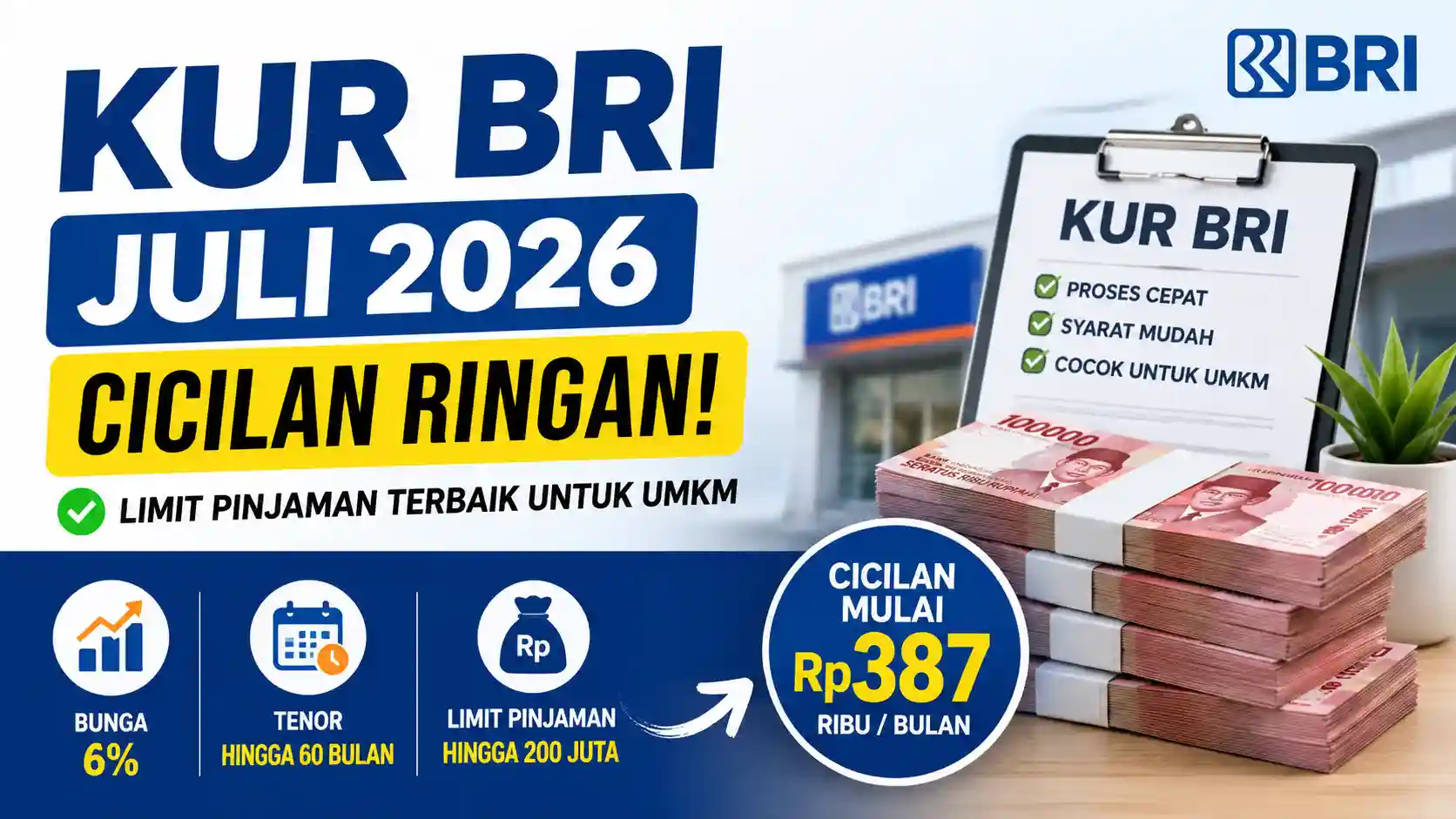 Simulasi KUR BRI Juli 2026 Lengkap, Cicilan Mulai Rp387 Ribu per Bulan
