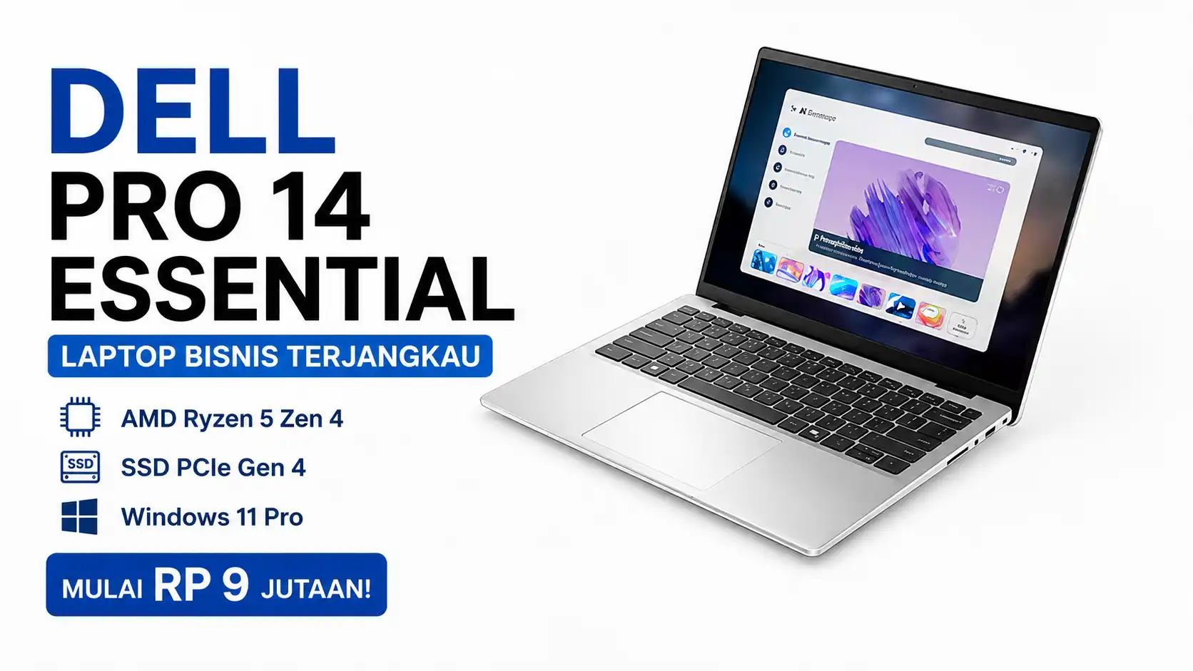 Dell Pro 14 Essential Meluncur, Laptop Bisnis Windows 11 Pro Harga Rp9 Jutaan