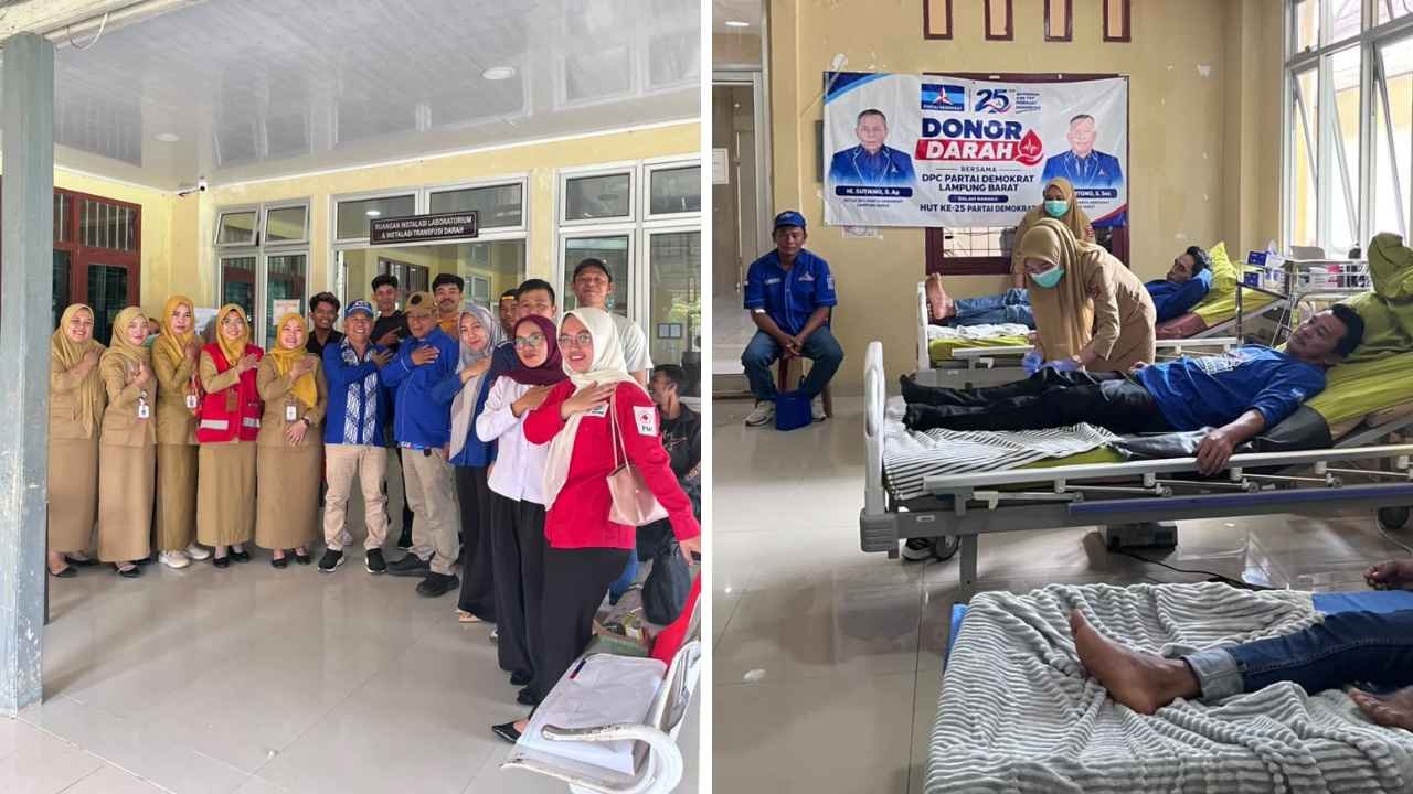 HUT ke-25 Demokrat Lampung Barat, Aksi Donor Darah Himpun 45 Kantong