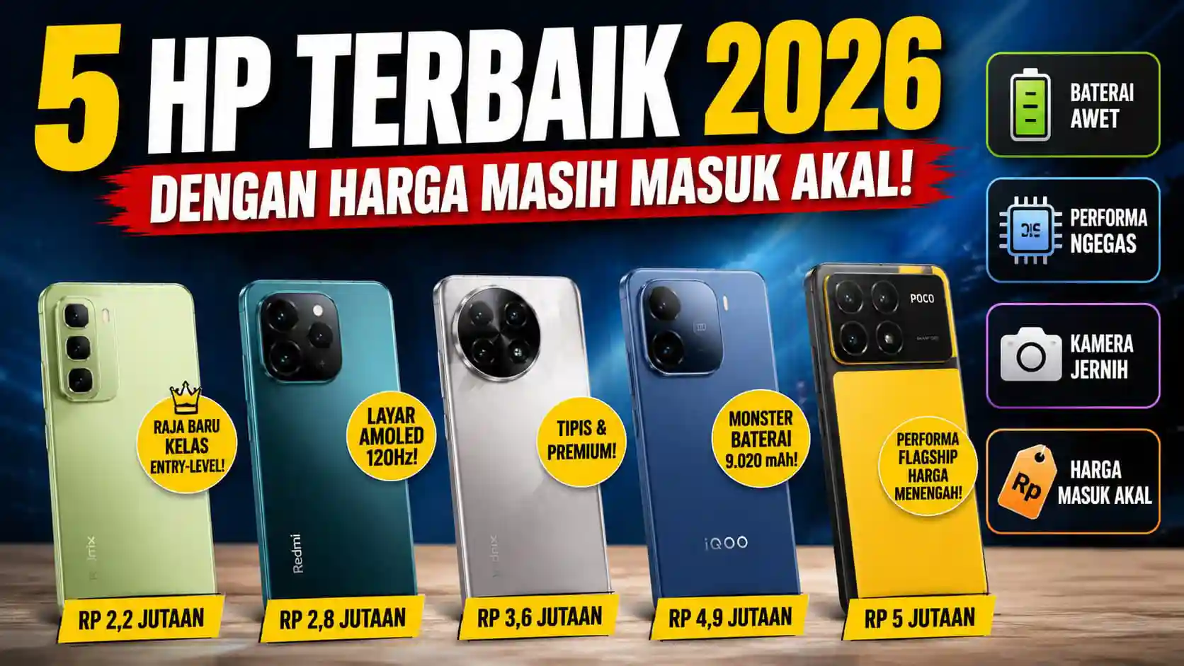 5 HP Terbaik 2026 dengan Harga Masih Masuk Akal