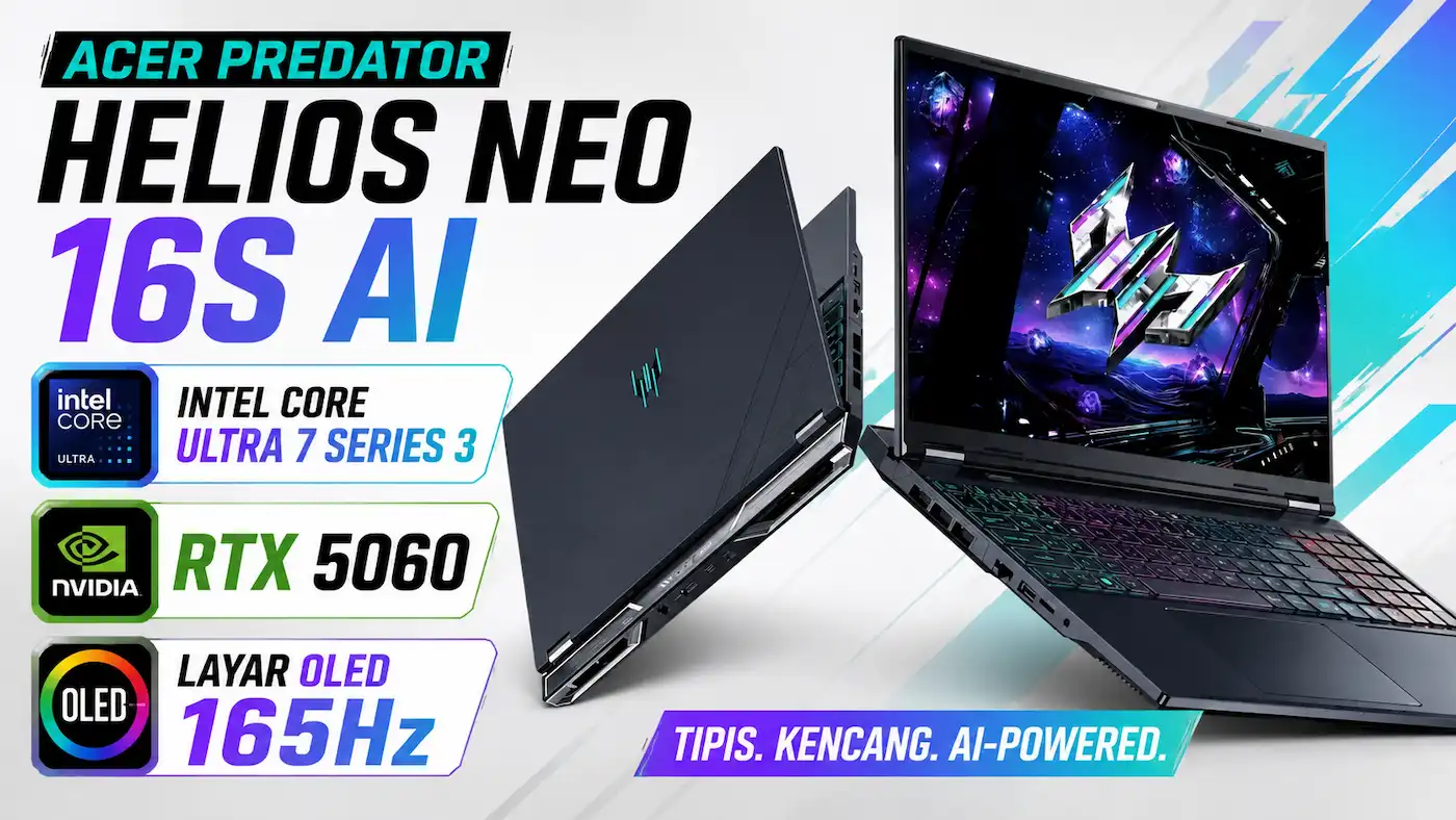 Spesifikasi Acer Predator Helios Neo 16S AI: Laptop Gaming Tipis dengan Intel Core Ultra 7 Series 3