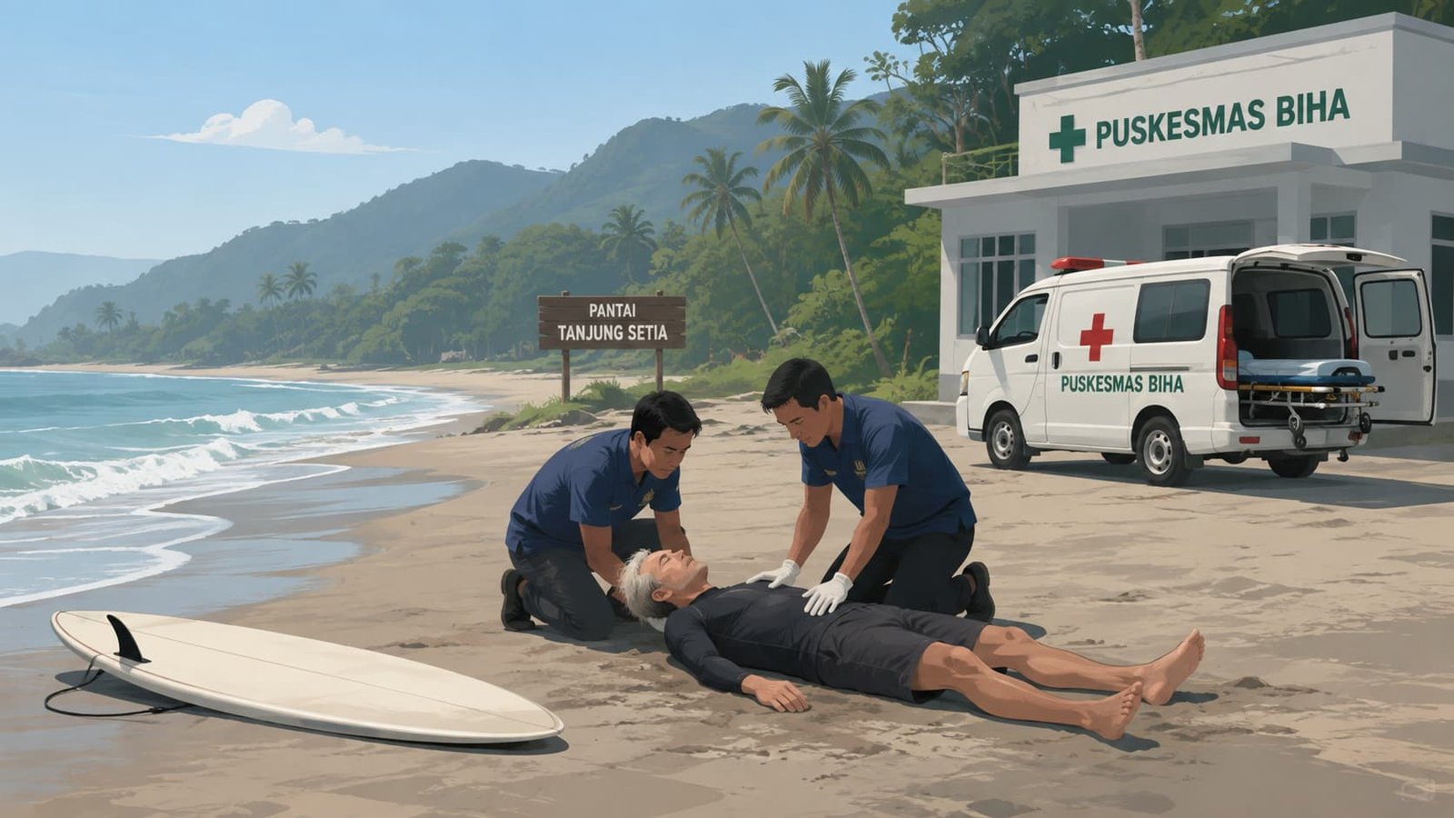 WNA Australia Meninggal Usai Berselancar di Pantai Tanjung Setia Pesisir Barat