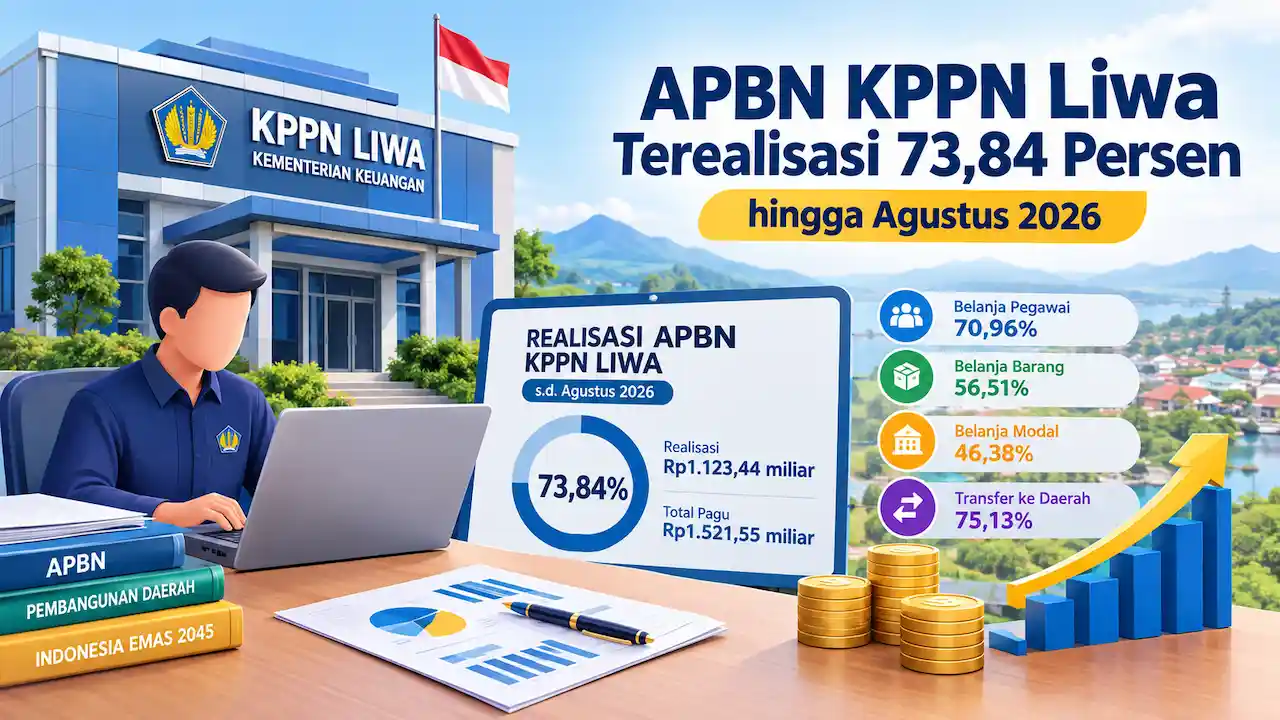 Hingga Agustus 2026, APBN KPPN Liwa Terealisasi 73,84 Persen