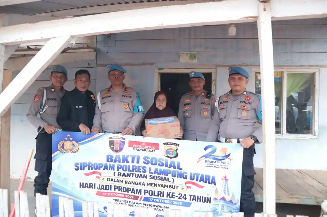 Sambut Hari Jadi Propam Polri ke-24, Polres Lampung Utara Salurkan Bansos
