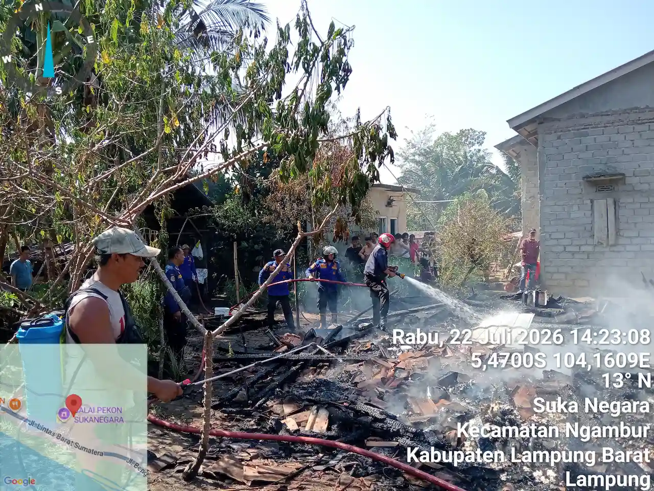 Rumah Lansia di Ngambur Hangus Terbakar, Diduga Berasal dari Kompor Gas Elpiji