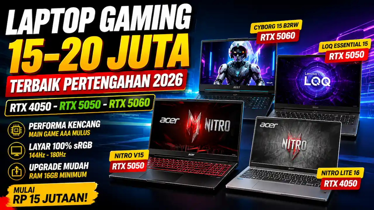 4 Laptop Gaming Rp15-20 Juta Terbaik Pertengahan 2026