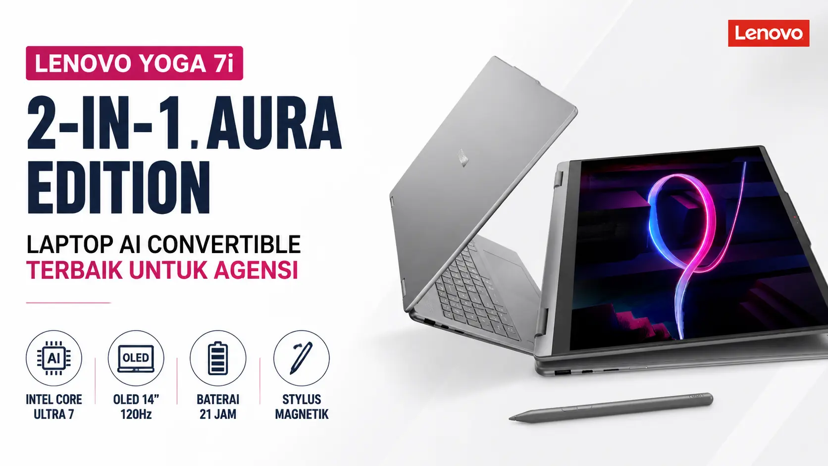 Lenovo Yoga 7i 2-in-1 Aura Edition, Laptop AI Premium untuk Agensi Kreatif
