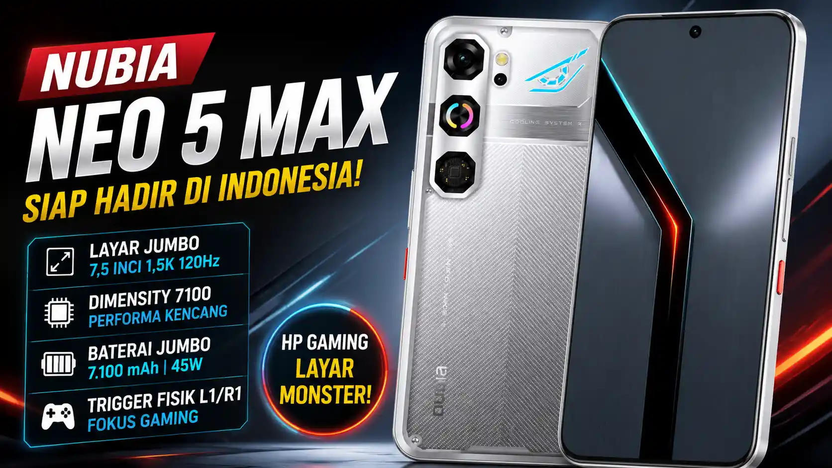 Nubia Neo 5 Max Lolos TKDN, Usung Layar Jumbo 7,5 Inci dan Trigger Fisik untuk Gamer