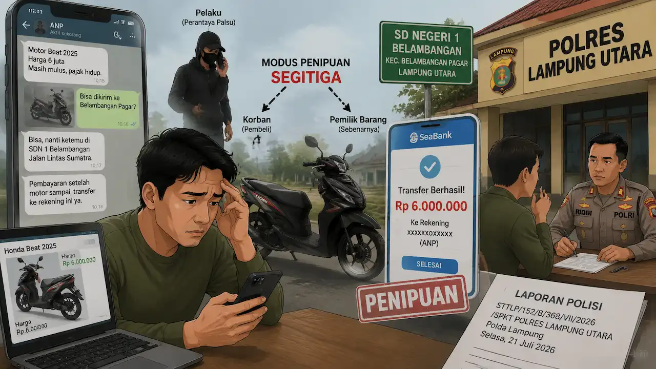 Modus Jual Beli Motor Online, Warga Lampung Utara Jadi Korban Penipuan
