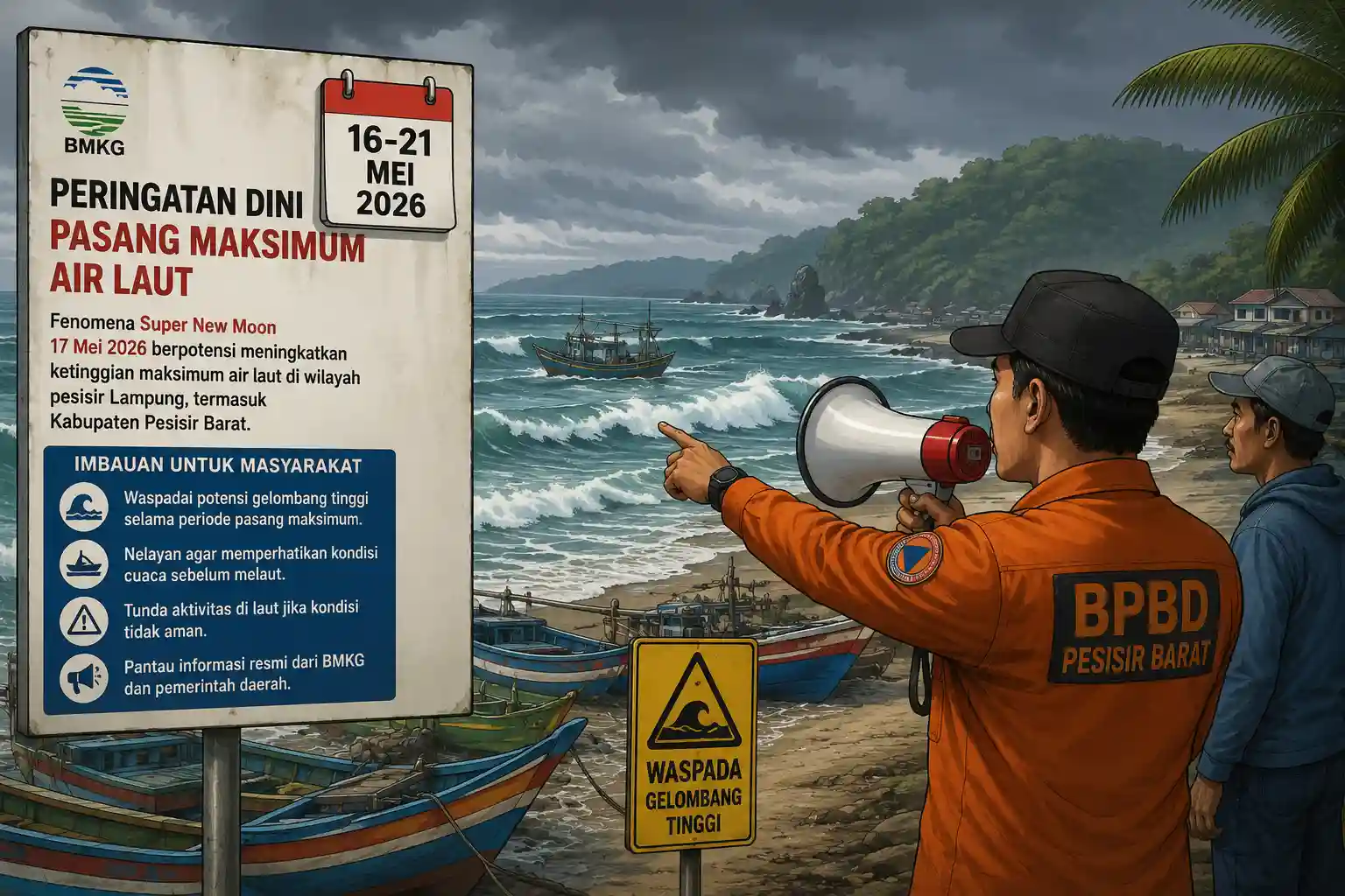 BMKG Keluarkan Peringatan Dini Gelombang Tinggi di Pesisir Barat