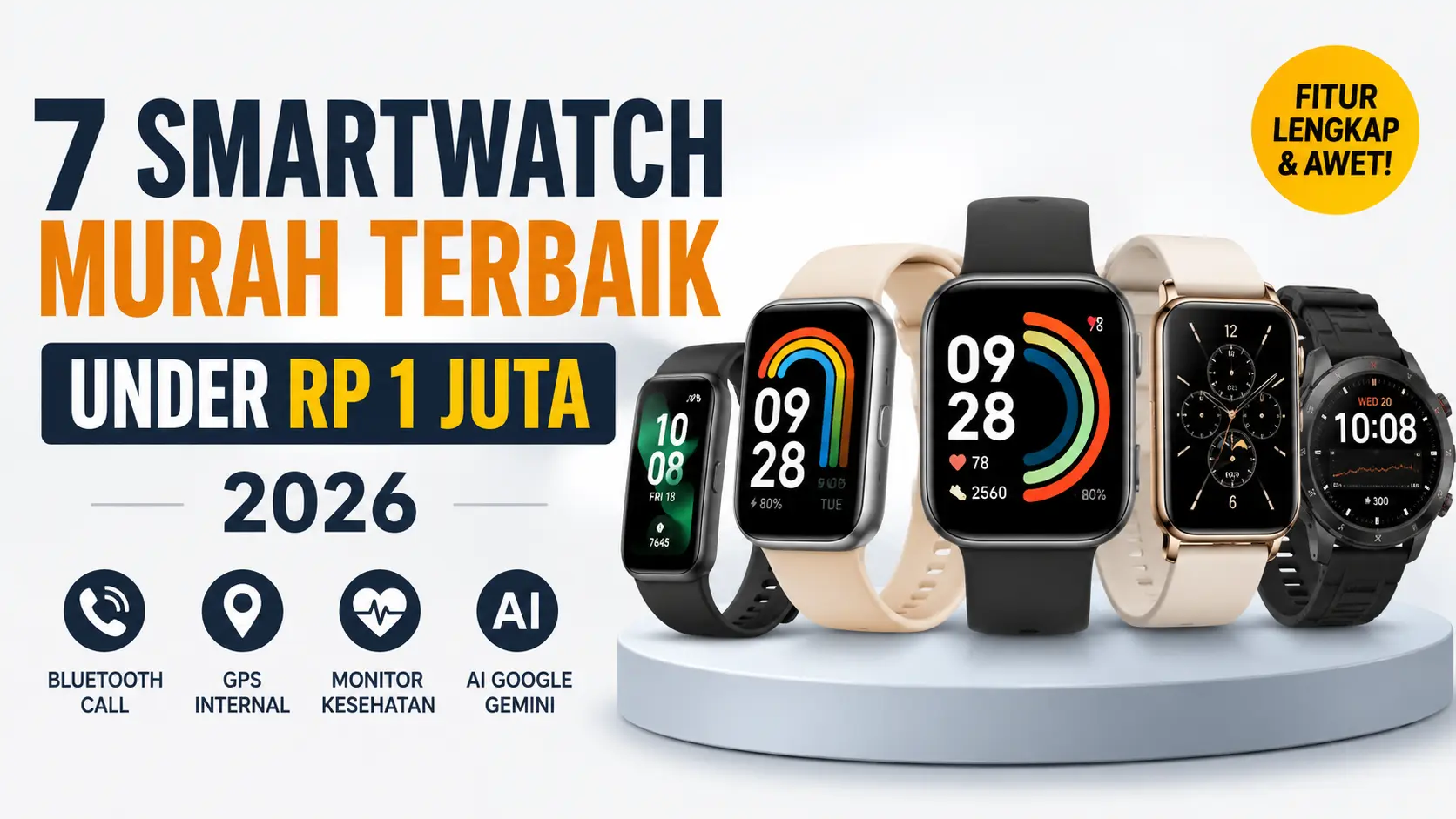 7 Smartwatch Murah Terbaik di Bawah Rp 1 Juta 2026, Fitur Lengkap dengan GPS dan Bluetooth Call