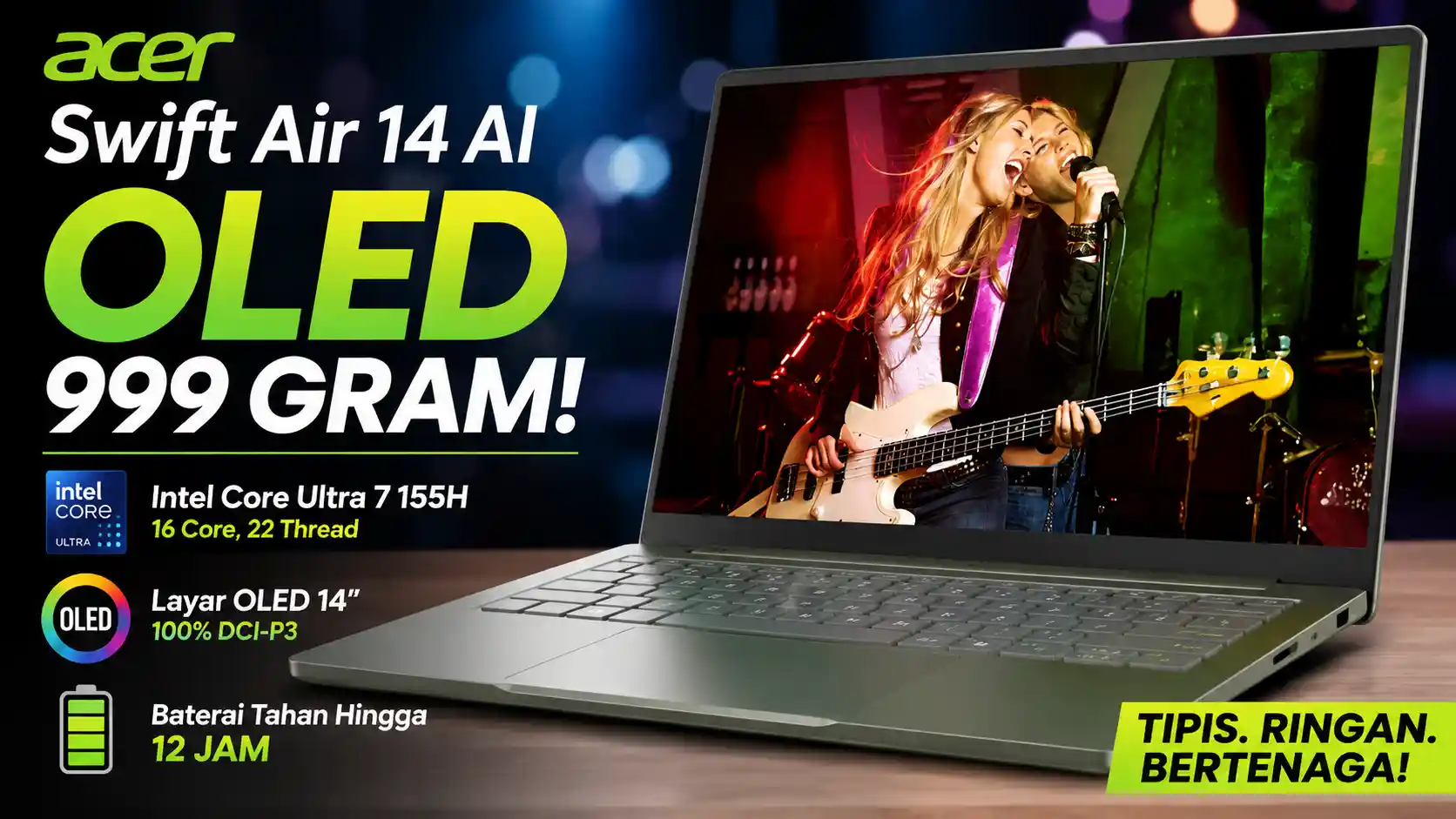 Acer Swift Air 14 AI, Laptop Tipis untuk Kerja dan Editing dengan Baterai 12 Jam