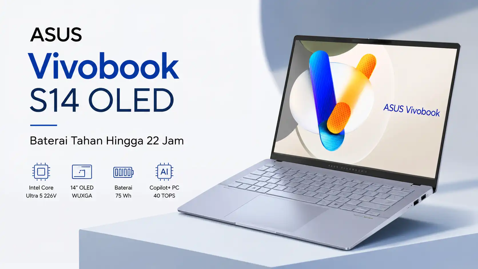 ASUS Vivobook S14 OLED, Laptop Tipis Super Kencang dengan Baterai Tahan Hingga 22 Jam